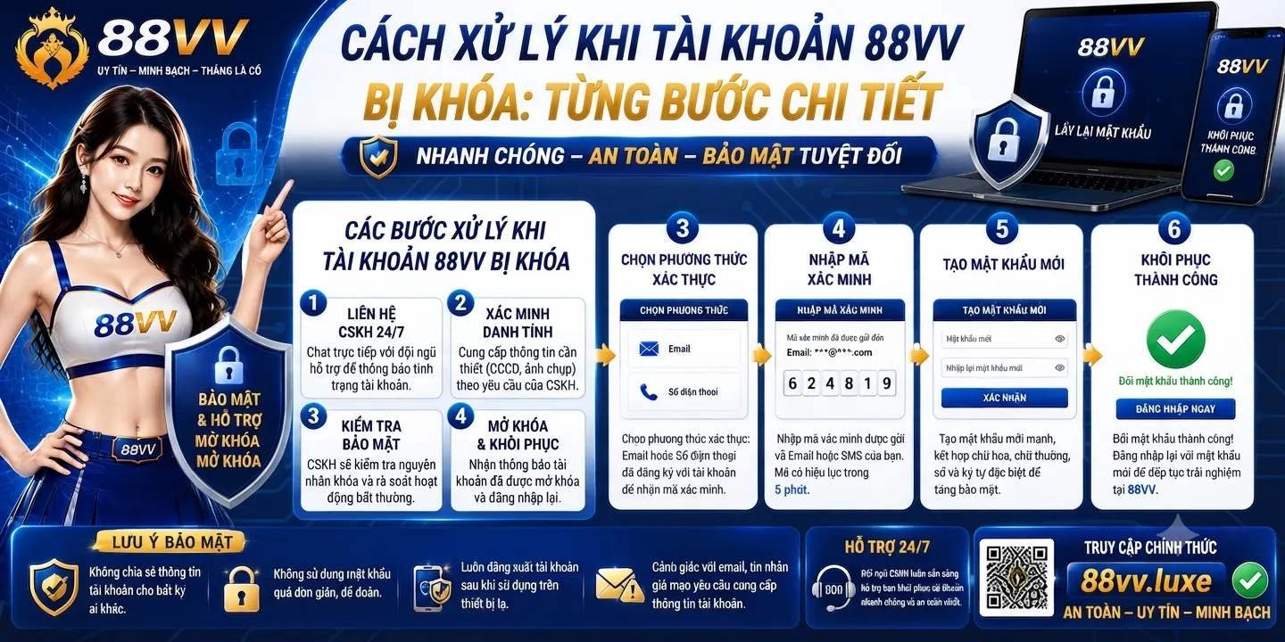 Các bước xử lý khi tài khoản 88VV bị khóa