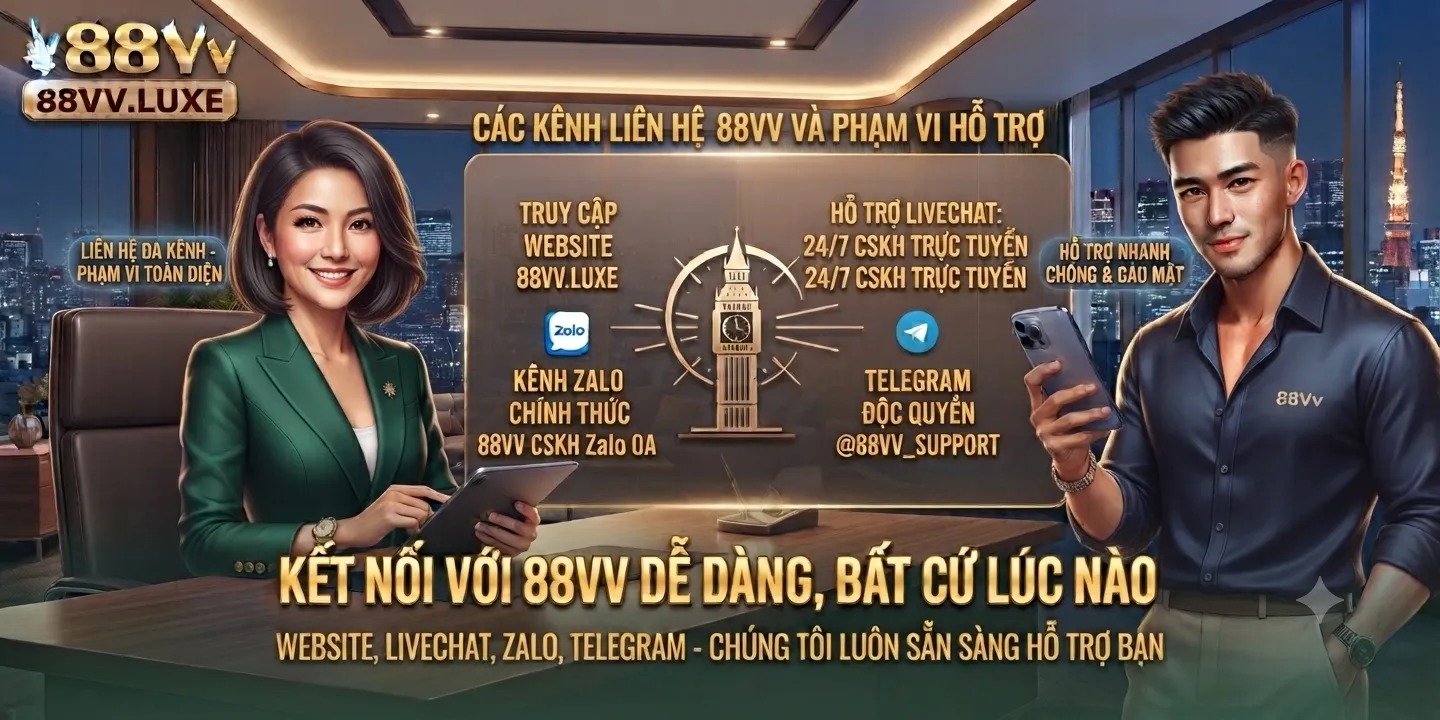 Các kênh liên hệ 88VV và phạm vi hỗ trợ