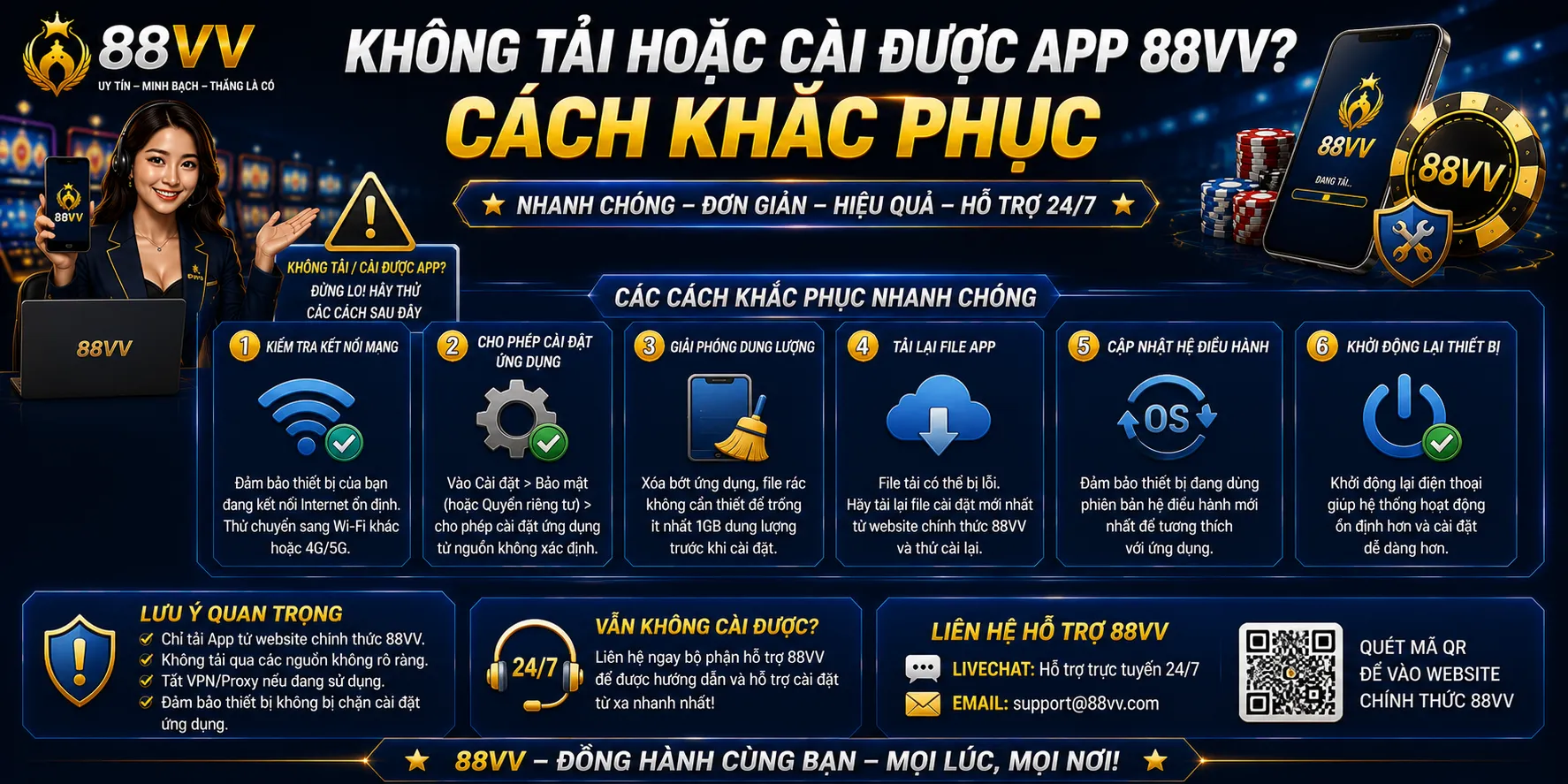 Không Tải Hoặc Cài Được App 88VV? Cách Khắc Phục